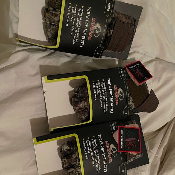 POP-TOP GLOVES YOUTH Medium MOSSY OAK MICROBAN NEw - Picture 2 of 5